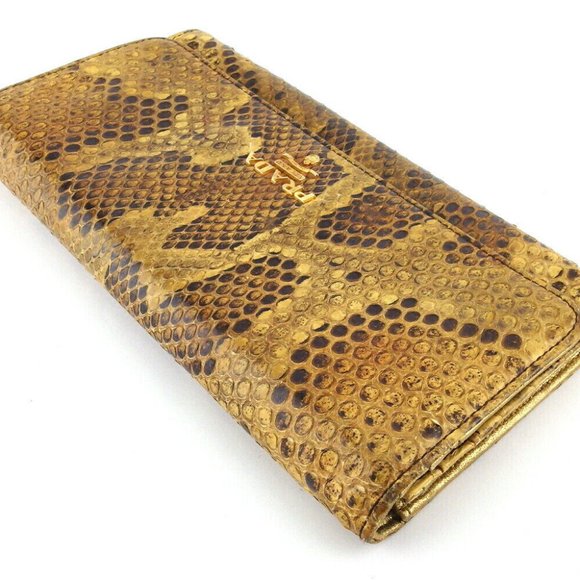 Authenticity guaranteed USED Prada Wallet Python Beige Python Leather - Picture 3 of 11